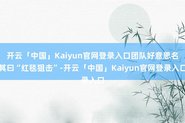 开云「中国」Kaiyun官网登录入口团队好意思名其曰“红毯狙击”-开云「中国」Kaiyun官网登录入口