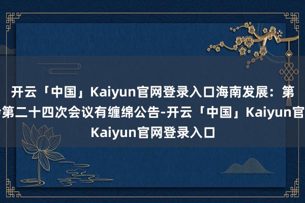 开云「中国」Kaiyun官网登录入口海南发展：第八届董事会第二十四次会议有缠绵公告-开云「中国」Kaiyun官网登录入口